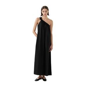 Bird and Knoll Donatella Dress Black One Shoulder Maxi Cotton XL